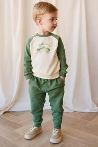 Pants Leggings: Organic Cotton Dominic Track Pant - Snow Pea
