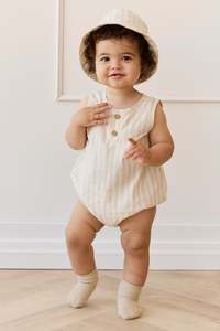 Onepieces: Organic Cotton Archie Playsuit - Variegated Stripe Foam