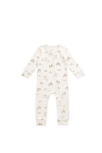 Organic Cotton Reese Zip Onepiece - Pine Forest Friends