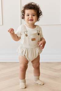 Pax Playsuit - Fine Vertical Stripe Sandy Brown/Cloud