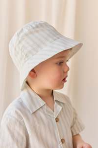 Accessories: Organic Cotton Bucket Hat - Variegated Stripe Shoreline