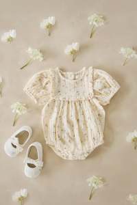 Playsuits And Rompers: Organic Cotton Muslin Odette Playsuit - Dina Antique