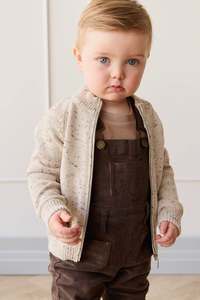 Baby Jackets Coats: Dean Knit Zip Jacket - Oatmeal Shitake Dot