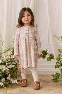 Girls Dresses: Organic Cotton Bridget Dress - Tully Mauve