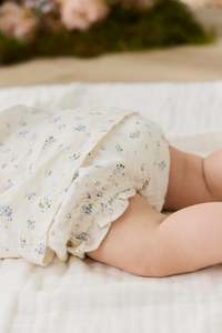 Bloomers: Organic Cotton Frill Bloomer - Juniper Fields Blue