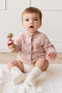 Knitwear: Anna Cardigan - Petite Heart Rose Smoke