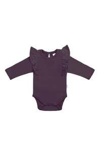 Bodysuits: Organic Cotton Fleur Long Sleeve Bodysuit - Sugar Plum