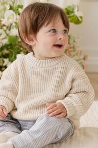 Pants Leggings: Pima Cotton Wesley Pant - Fine Stripe Missouri/Parchment