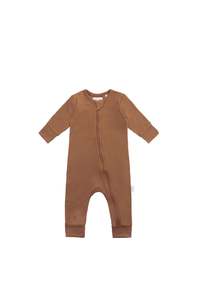 Organic Cotton Gracelyn Zip Onepiece - Cinnamon