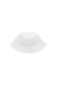Accessories: Organic Cotton Woven Bucket Hat-Mini Pinstripe Parchment / Dawn