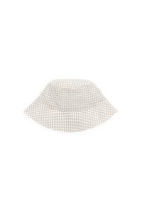 Organic Cotton Woven Bucket Hat-Double Windowpane Check Pecan