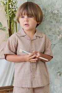 Organic Cotton Silas Shirt - Cabin Check Cocoa