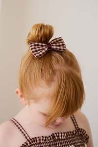 Hair Accessories: Organic Cotton Desiree Bow - Cinnamon Gingham