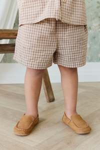 Skirts Shorts: Organic Cotton Louis Short - Cabin Check Cocoa