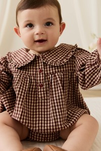 Organic Cotton Elowen Playsuit - Cinnamon Gingham