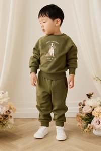 Baby Sweatshirting: Organic Cotton Nash Track Pant - Sicilian Olive
