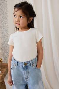Organic Cotton Rib Helene Tee - Parchment