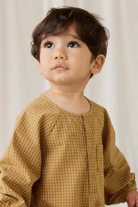 Organic Cotton Milton Onepiece - Windowpane Check Buckwheat