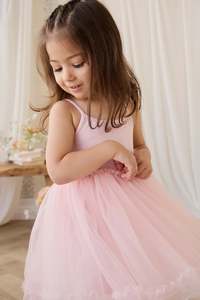 Girls Dresses: Malani Tulle Dress - Frosting