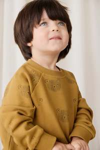 Tops: Organic Cotton Henry Sweatshirt - Buckwheat Teddy Face