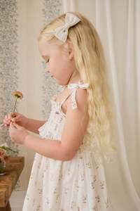 Hair Accessories: Organic Cotton Desiree Bow - Josepha Egret