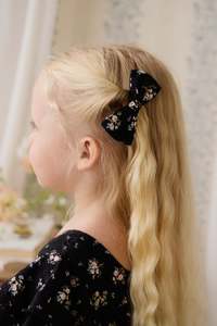Hair Accessories: Organic Cotton Desiree Bow - Cassie Caviar