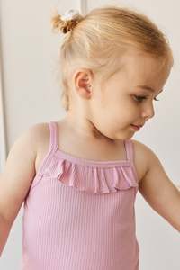 Baby Singlets: Organic Cotton Modal Vienna Singlet - Dahlia