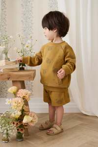 Baby Sweatshirting: Organic Cotton Jalen Short - Buckwheat Teddy Face