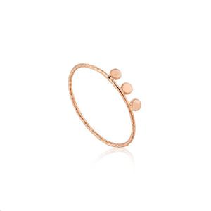 Ania Haie: Rose Gold Texture Mix Triple Dot Ring