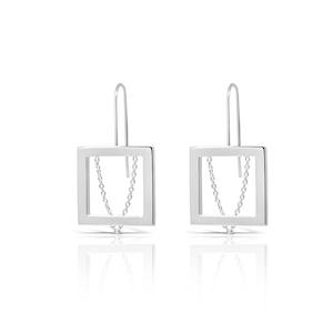 Liberté Square Large Earrings With V Feature Pendant
