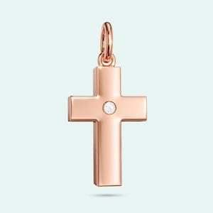 Love In A Jewel: 9k Rose Gold Cross Diamond Charm