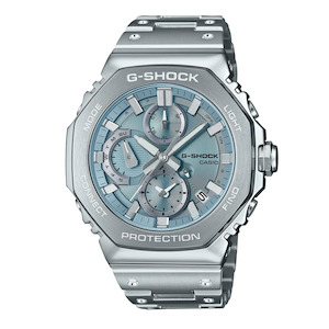 G Shock: G-Shock Stainless Steel & Black Chronograph Watch - GMCB2100AD-2A