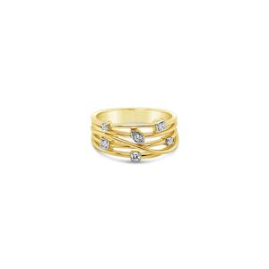 Ring - 9k Yellow Gold 4 Band Diamond Dress Ring