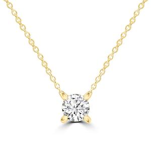 9k Yellow Gold Round Brilliant Diamond 0.25ct Solitaire Classic Necklace