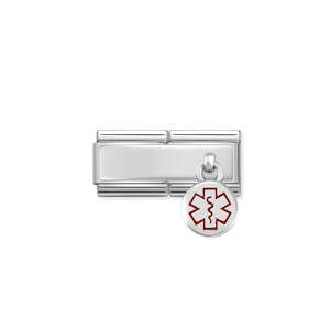 Nomination: Composable Classic Double Link 330780/02 Medical Tag Charm In Enamel & 925 Silver