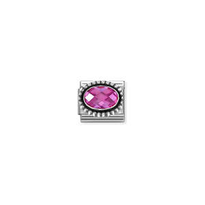 Nomination: Composable Classic Link 330607/030 Oval Faceted Fuchsia CZ In 925 Silver