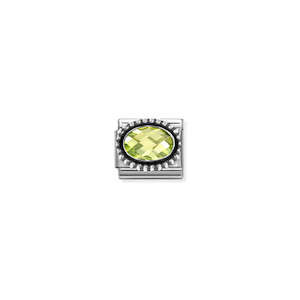 Composable Classic Link 330607/004 Oval Faceted Light Green CZ In 925 Silver