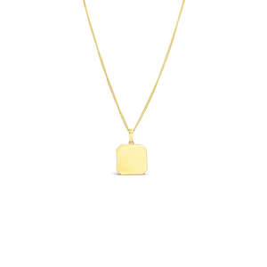 Necklaces: 9k Yellow Gold Plain Square Pendant