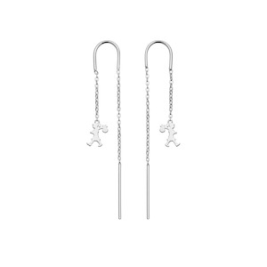 Karen Walker: Sterling Silver Runaway Girl Thread Earrings