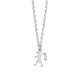 Sterling Silver Girl with a Pearl 45cm Necklace
