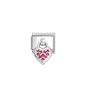 Composable Classic Link 331800/26 Heart Charm With Red CZ In 925 Silver