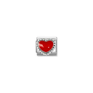 Composable Classic Link 330204/39 Red Heart In 925 Silver & Enamel