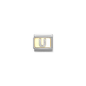 Composable Classic Link 030291/21 Silver Letter U In 18K Gold & Glitter Enamel