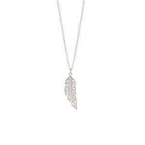 Sterling Silver Open Pattern Feather Pendant