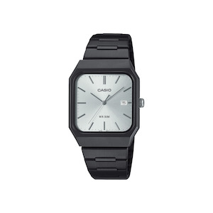 Casio: Casio Vintage Black Steel Watch - MTPB185B-7A