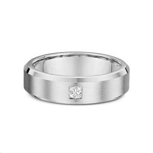 9k White Gold & Diamond Brushed Finish Wedding Band Ring