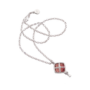 Karen Walker: Sterling Silver Chequerboard Garnet Rope Necklace