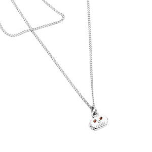 Karen Walker: Sterling Silver & Garnet Robot Head Necklace