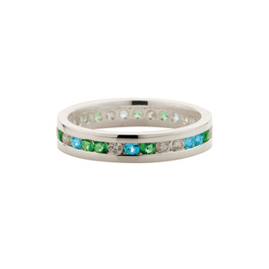 Karen Walker: Sterling Silver Channel Set Blue Topaz Stacker Ring