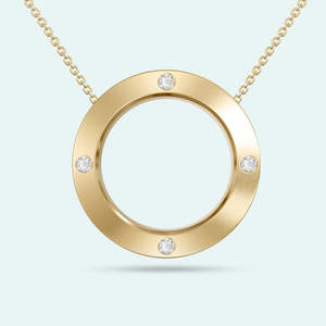 9k Yellow Gold Circle of Love Diamond Pendant